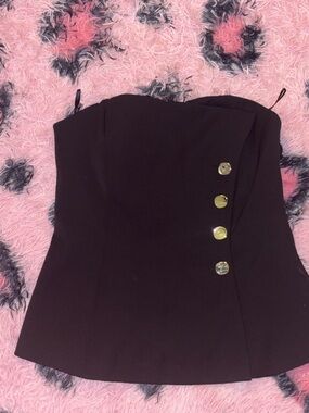 Primark Black Strapless Button Detail Bustier Top